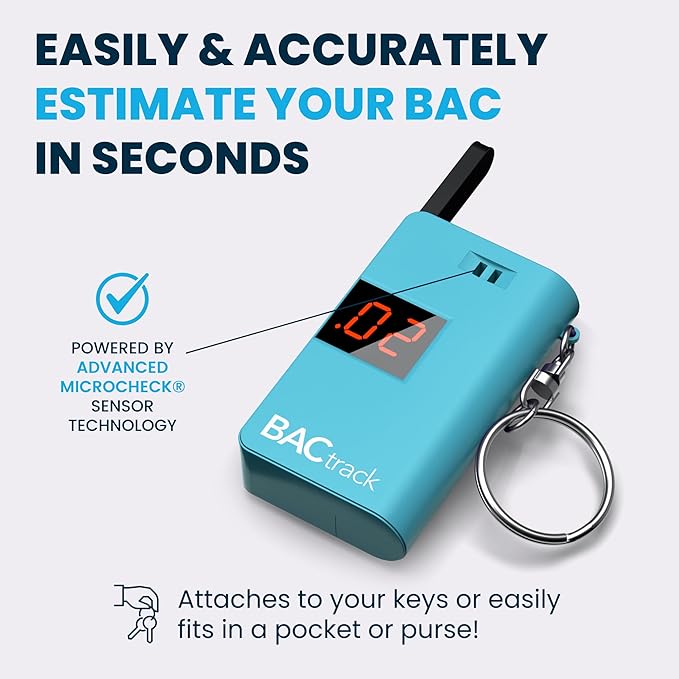 BACtrack Keychain Breathalyzer - Blue (2 Pack) | Ultra-Portable Pocket Keyring Alcohol Tester for Personal Use