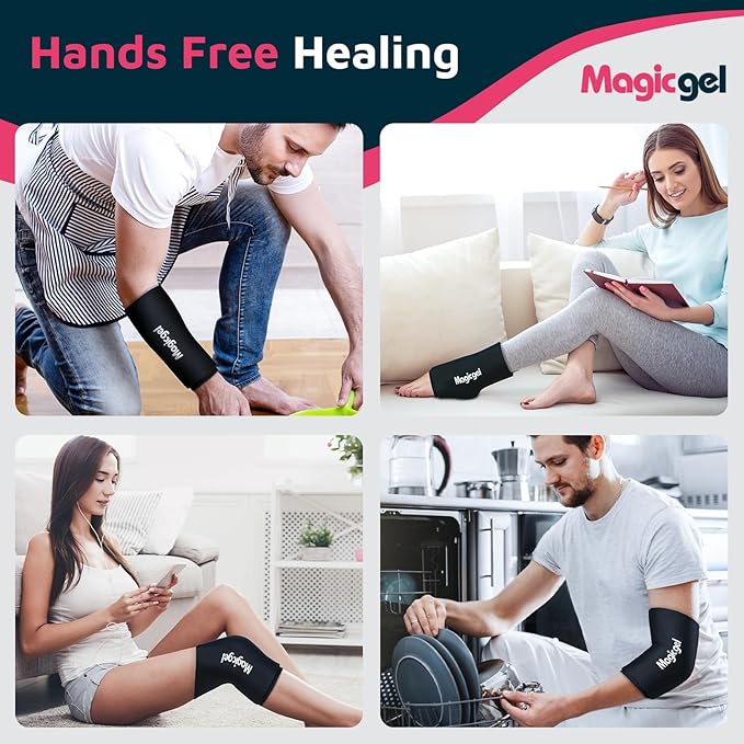 Magic Gel Medium Knee & Elbow Ice Pack Sleeve 1 Pack – Reusable Hot & Cold Therapy Wrap for Targeted Relief – Compact Compression Fit