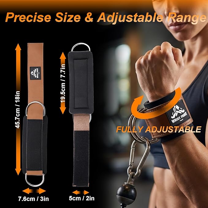 Wrist Cuffs with Dual D-Rings – Secure & Comfortable Support for Cable Machine Workouts, Lateral Raises, Arm Strength Training, and Triceps Exercises