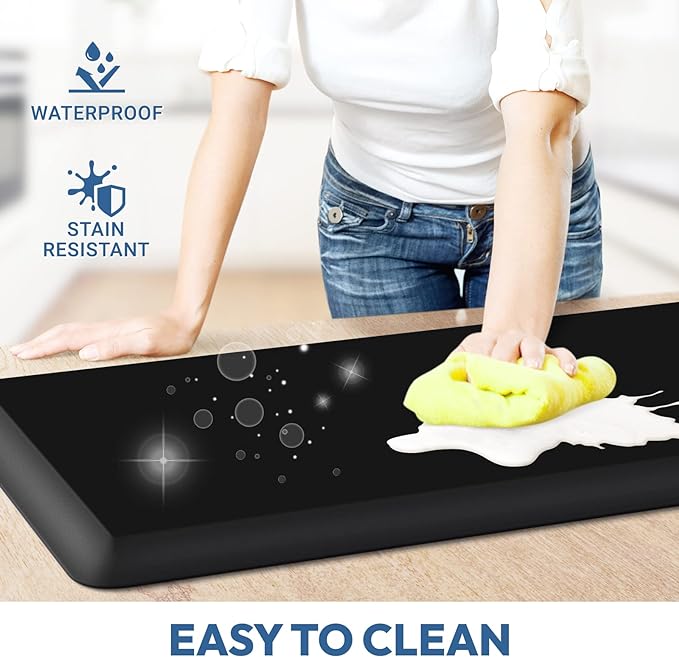 4/5 Inch Thick Kitchen Mat - Cushioned Anti Fatigue Mats for Kitchen Floor - Easy to Clean, Waterproof, Non-Slip Kitchen Rug for Sink, Office, Kitchen (17''x39'' Black)