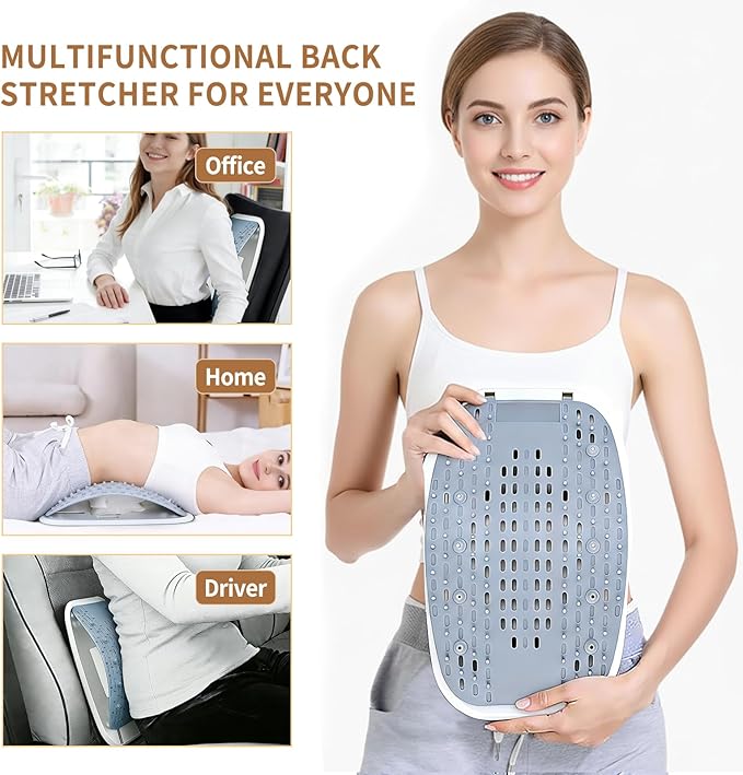 Back Stretcher with Manual Airbag – Lower Back Pain Relief, Adjustable Lumbar Support Board, Effortless Airbag.