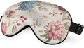 Watercolor Flowers Silk Eye Mask Sleep Mask Blue Pink Flowers Garden Spring Summer Nature Eye Mask with Adjustable Strap Lightweight for Women Work Travel Night Sleep