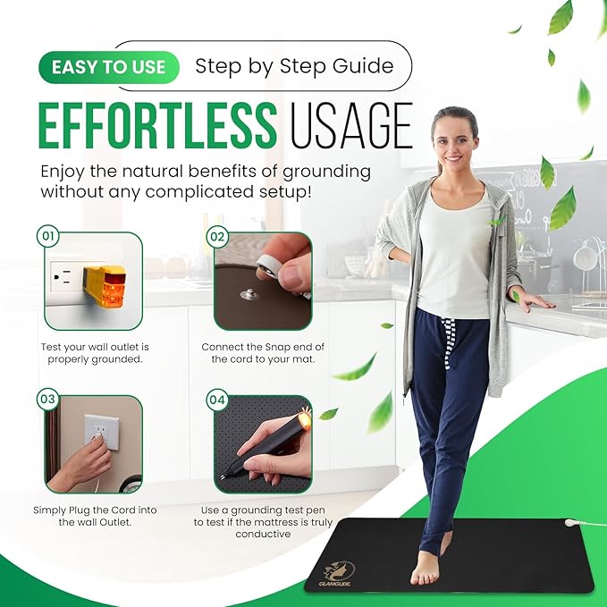 Grounding Mat for Wellness & Energy – Stress Reduction Mat for Bed, Desk, Office, Living Room – Improves Sleep, Focus & Balance – Premium Earthing Mat for Daily Grounding Therapy
