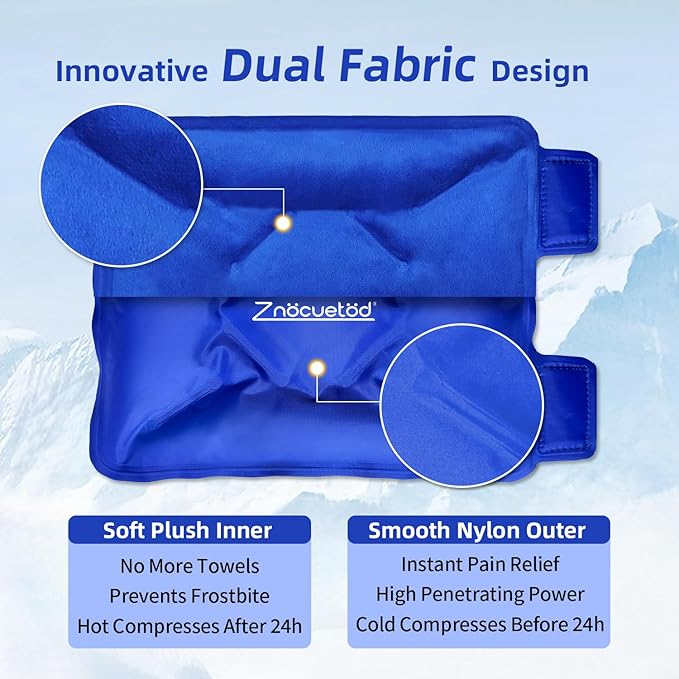 ZNÖCUETÖD Enhanced Knee Ice Pack Wrap 2 Pack for Pain Relief, Large Gel Ice Pack for Knee Leg Injuries Reusable with Cold Compression for Tendonitis, Arthritis, Swelling, Bruises, Surgery Recovery