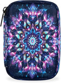 Mandala Purple Flower Travel Pill Organizer Box Weekly Portable Pill Case Daily Pills 7 Day Small Birth Control Pills Container Removable Compartments for Medicine Vitamins Fish Oil