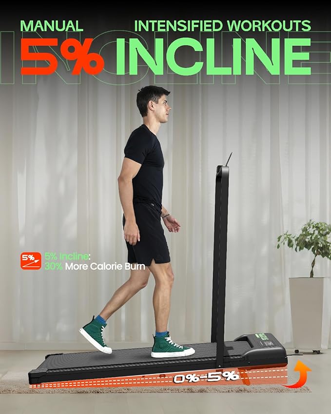 Folding Walking Pad with Incline and Handle Bar, 2 in 1 Compact Portable Under Desk Treadmill for Home Office, 3.0HP 350lbs Capacity Walking Jogging Running Machine with LED Display and Remote Control