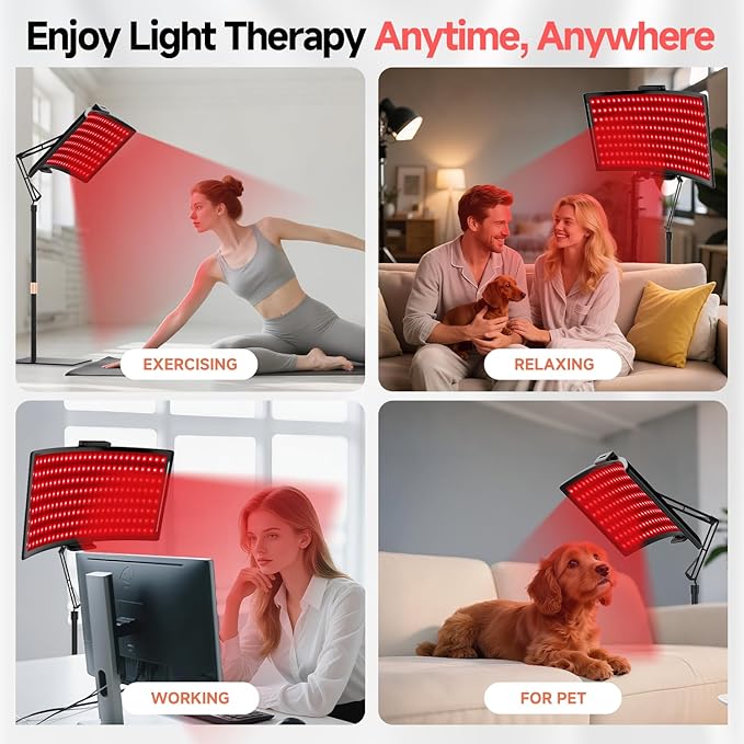 Red Light Therapy for Body, 2 in 1 Removable Red Light Panel Red Infrared Light Therapy Lamp with Stand 660nm Red & 850nm Near Infrared Light Therapy Device for Face Back or The Whole Body