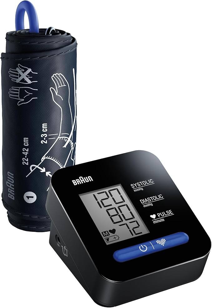 Braun ExactFit 1 Upper Arm Digital Blood Pressure Monitor with Adjustable BP Cuff for Home Use, Simple One Button Operation for at Home Blood Pressure Monitoring, Large Easy to Read Display, BUA5000