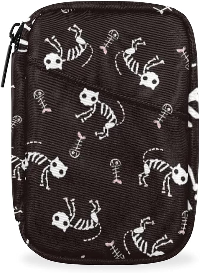 Halloween Skull Art Daily Pill Organizer Travel Medicine Container Holder Bag Small Weekly Pills Case Box 7 Day for Vitamin Supplement Medication