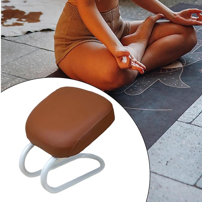 Kneeling Meditation Stool Chair Sturdy Ergonomic Compact Adults Comfortable Gift Seat Meditation Bench for Studio Praying, Brown