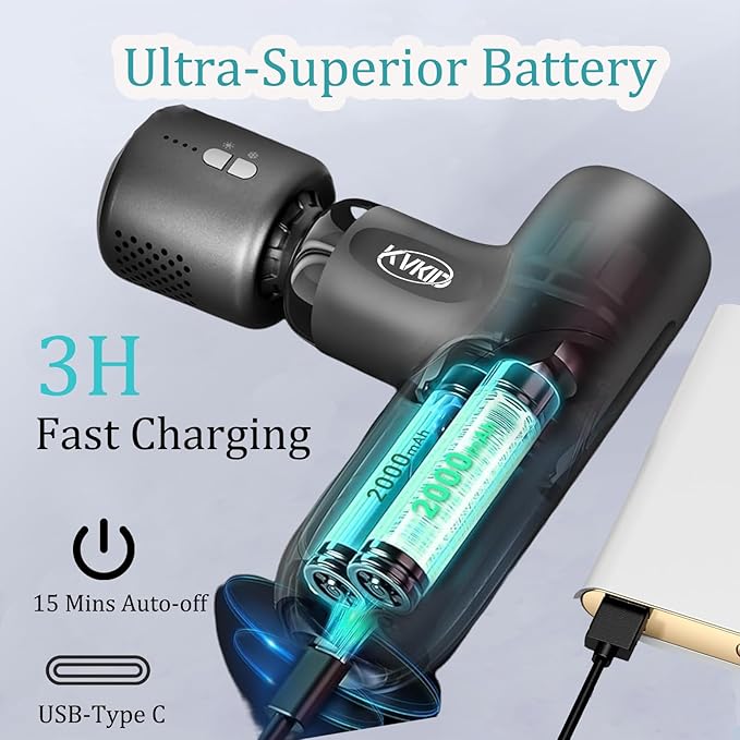 Mini Massager Gun with Heat and Cold Head, Massage Gun Deep Tissue with 4 Attachments, Portable Muscle Massager Gun for Pain Relief, Rechargeable Small Massage Gun for Office, Home, Athletes