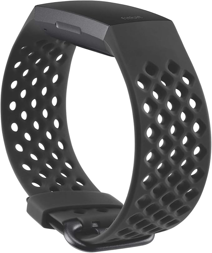 Fitbit Charge 3 Accessory Band, Official Fitbit Product, Sport, Black, Small