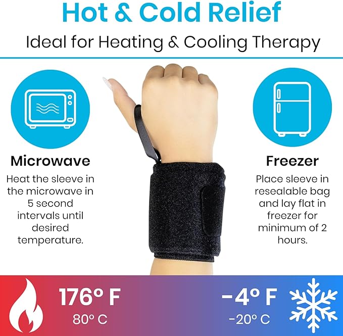 Arctic Flex Wrist Ice Pack Wrap (Pair) - Hot & Cold Gel Therapy Compress for Joint Pain Relief - Reusable Compression Sleeve Freeze & Microwavable - Support for Bruise, Swelling & Rheumatoid Arthritis