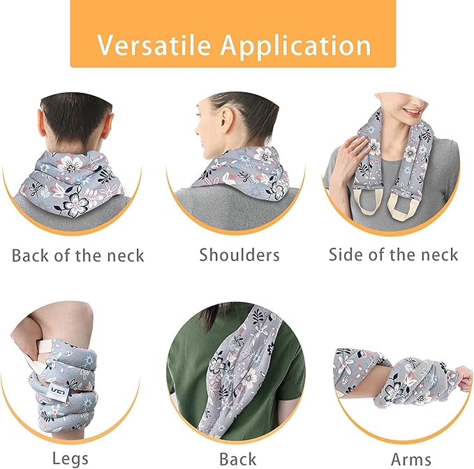 UNCN Long Wide Heating pad for Neck and Shoulders Back 33 * 5.9" microwavable Large Moist Heat Pack Warm hot Compress Neck wrap Weighted Bag Massage Reusable Herbal Nature Calming Portable Cotton
