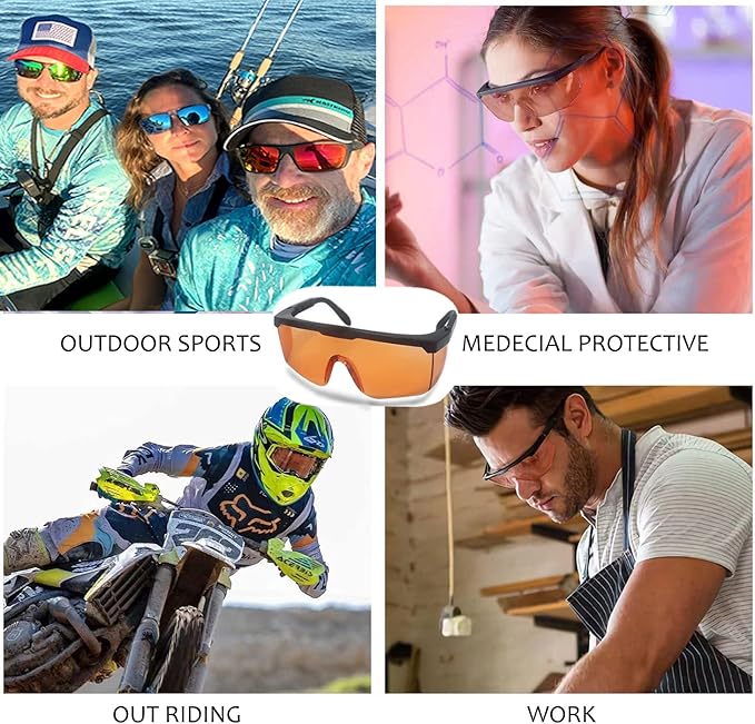 mozeeda UV Light Safety Glasses Protection,UVC 400 Blue Light Blocking Protective Glasses Goggles,Ansi Z87 Adjustable Temples Eyewear, Shaded Shatterproof Scratch Resistant Safe Sunglasses with Case