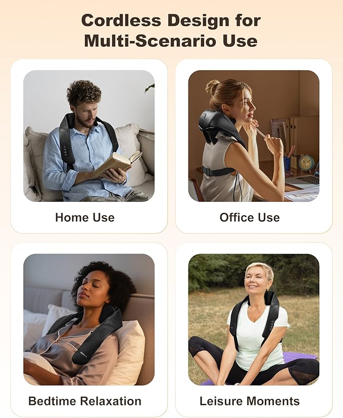 Beleduc Neck and Back Massager with Soothing Heat, FSA Eligible, Cordless Neck Shoulder Massager, Upgraded 4D Shiatsu Deep Kneading Massage for Back Shoulder