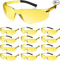 Queekay 12 Pack Safety Glasses Bulk Impact UV Scratch Glasses Protective Eyewear for Men Women Adolescents Eye Protection for Work Lab Construction Science (Amber)