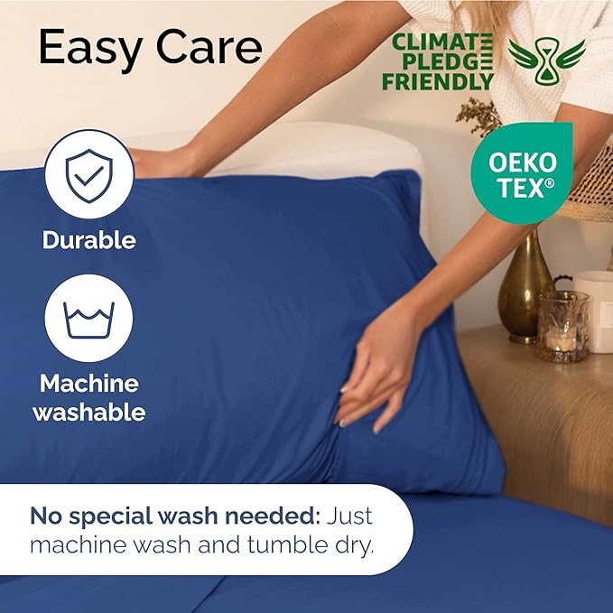 Full Size 4 Piece Sheet Set - Extra Soft, Breathable & Cooling Sheets - Hotel Luxury Durable Bed Sheets for Women & Men - Deep Pockets, Easy-Fit & Wrinkle-Free Sheets - Cobalt Blue Oeko-Tex Bed Sheets