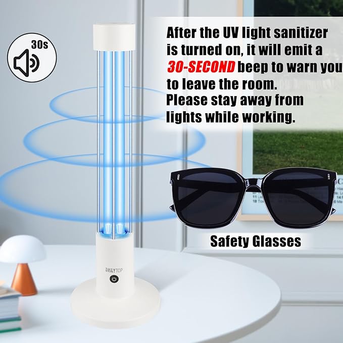 UV Light Sanitizer,60W Ozone-Free Home Disinfection Device for Haloclean UV,254nm UVC Lamp for Whole Room,Ultraviolet Light with 3-Speed Timing and Remote
