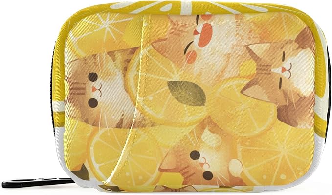 American Shorthair and Lemon Yellow Cute Pill Organizer 7 Day Large Capacity Pill Dispenser Case with 8 Pill Compartments Daily Pill Box Organizer Vitamin Holder