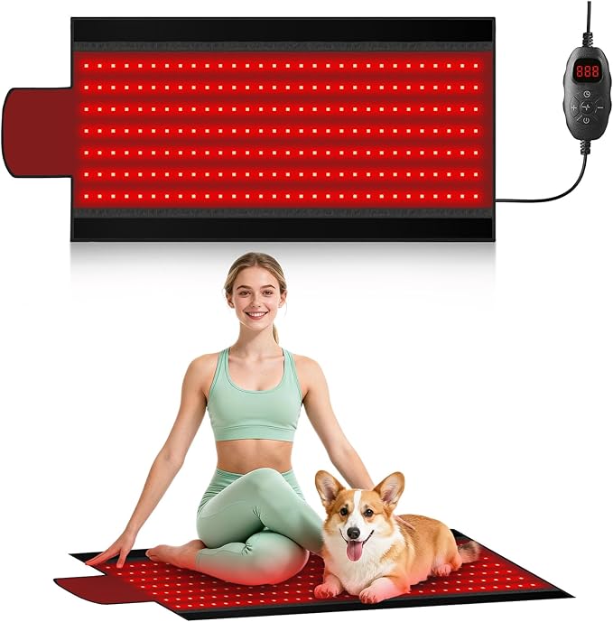 Red Light Therapy Mat, 2in1 LEDs (660nm& 850nm) Red Light Therapy Blanket, Premium Material, Adjustable Timer & Intensity