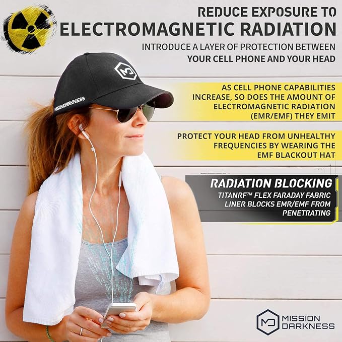 Mission Darkness EMF Blackout Hat - Anti-Radiation Snapback Cap Protects Against EMF EMI RF 5G Wireless Signals - Universal Adult Size (Adjustable)