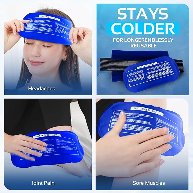 Ice Packs for Injuries Reusable (3-Piece Set) – Hot and Cold Ice Packs for Knee, Reusable Gel Wraps Support, Adjustable Ice Pack Pain Relief for Shoulders, Back Joints Muscles, Knees, Arms and Legs