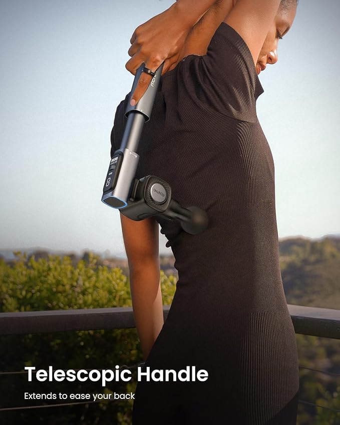 RENPHO Massage Gun with Adjustable Angles and Extension Handle, Handheld Back Massager, Percussion Muscle Massager Deep Tissue with Portable Carry Case for Men Women, Extend 2