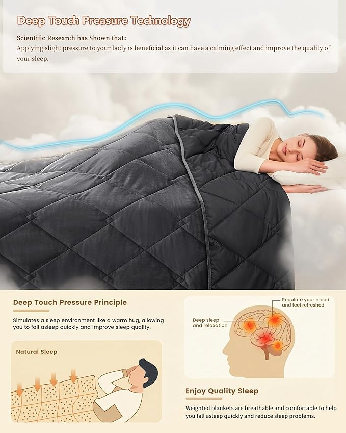 L'AGRATY King Size Weighted Blanket for Adults 45lbs, 88"x104" — Cooling Breathable Heavy Blanket with Glass Beads for Sleeping Perfect for Hot Sleepers & Couples Machine Washable All-Season Grey