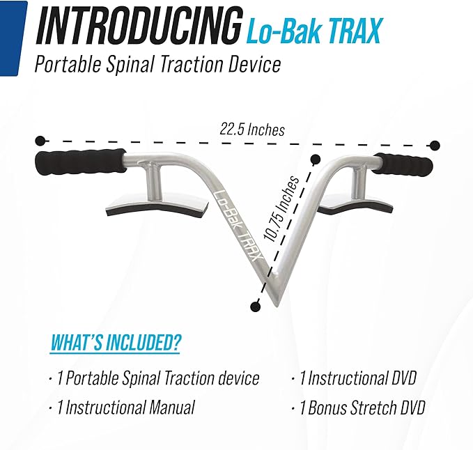 Lo-Bak TRAX by EZ-Bak Lumbar Spine Stretcher - Upper and Lower Back Stretcher for Herniated Disc & Sciatica Scoliosis - Portable Lumbar Traction Device for Spinal Decompression and Back Pain