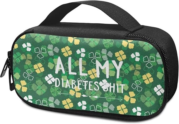 Rnyleeg Insulin Bag for Diabetes Four Leaves Insulin Cooler Travel Case for Women Large Capacity Diabetic Bags for Supplies All My Diabetes Shit