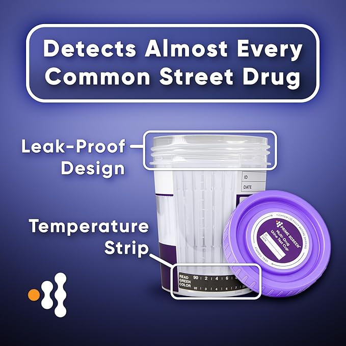 Prime Screen-12 Panel Multi Drug Urine Test Compact Cup (THC 50,AMP,BAR,BUP,BZO,COC,mAMP/MET,MDMA,MOP/OPI,MTD,OXY,PCP) C-Cup-[10 Pack]- CDOA-6125