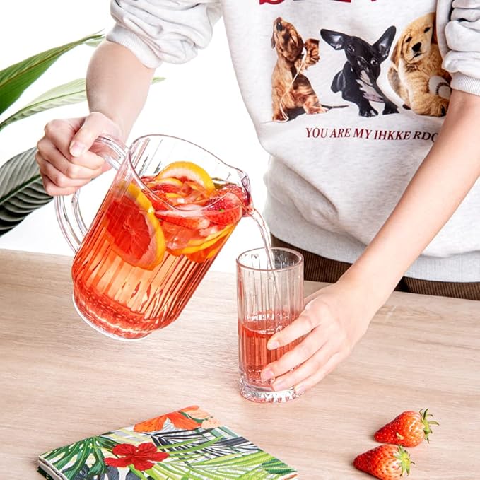 Restaurantware 60 Ounce Beer Pitcher - 1 Count - Chef 101 Durable Restaurant Pitcher - Hard Plastic, Serve Soda, Lemonade, Juice, Or Sangria, Clear Plastic Water Glass, For Bars, Parties, Or Homes,