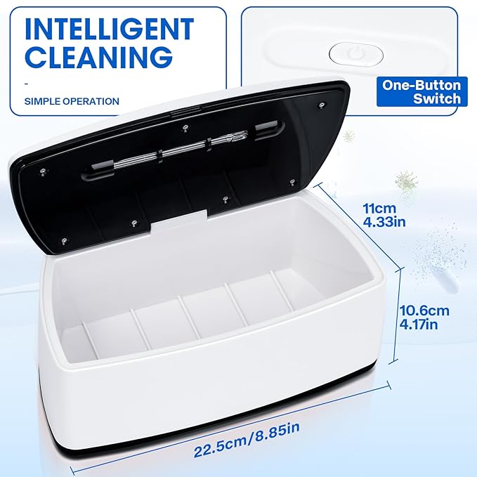 Nail Tools Sterilizer, Double Tube Blue Light Clean Function, USB Plug-In, 1l Large Capacity For Nail And Beauty Salon Tools, Jewellery, Glasses, Mobile Phone Sterilizer (White2)