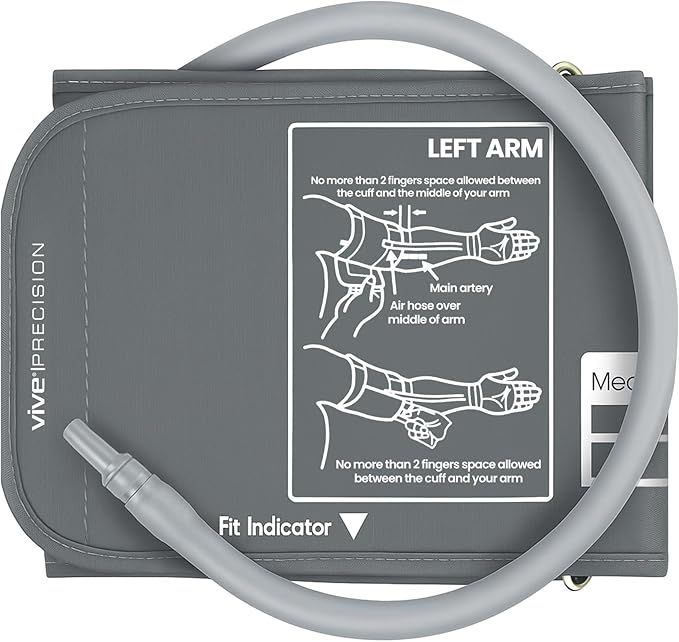 Vive Precision Blood Pressure Cuff Replacement - Compatible with Omron Series 5 & Most BP Monitors - Universal Cuff for Adults, Seniors & Elderly (Medium)