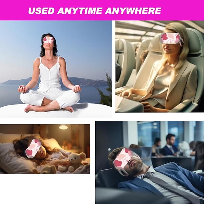 Steam Eye Mask for Dry Eyes, Self Heated Sleep Eye Mask Disposable Warm Compress for Eyes, Relieves Dry Eye Eye Strain, Dark Circles, Puffiness,Microgroove (Rose, Medium)