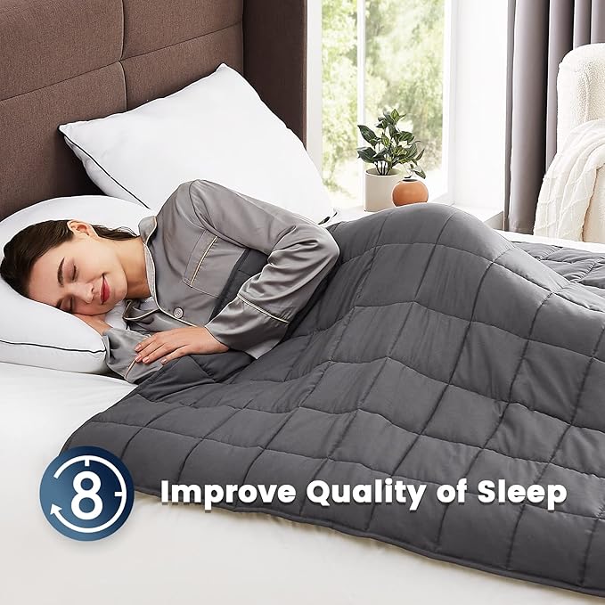 CuteKing Weighted Blanket for Adults (15lbs, 48"x72", Full, Grey) Heavy Blanket for 140-150lbs, Weighted Blanket for Cooling & Heating with Premium Glass Beads, Soft Thick Blanket for Adult All-S