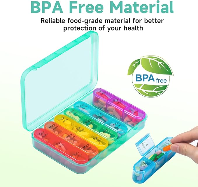 Pill Organizer 3 Times a Day, Weekly Pill Organizer 3x a Day, Pill Box 7 Day, Daily Pill Box Organizer, Travel Container Pill Cases Organizers 7 Day, Medicine Organizer to Hold Vitamins and Medication