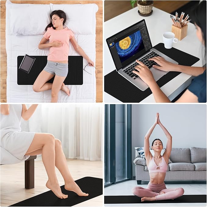 Grounding Mat for Bed, Grounding Pad for Sleeping, Improves Sleep, with Static grounding Cord and Test Pen (Black, (60.1 * 26.5 inch))