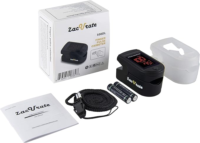 Zacurate Pro Series 500DL Fingertip Pulse Oximeter and Oximeter Carrying Case Bundle