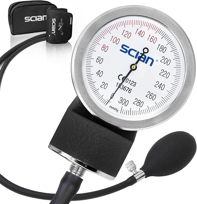 SCIAN Manual Blood Pressure Cuff - Aneroid Sphygmomanometer with European Cuff 8.7-16.5" and D-Ring, Come with Carrying Bag for Nurse Doctor Senior Adult, Black