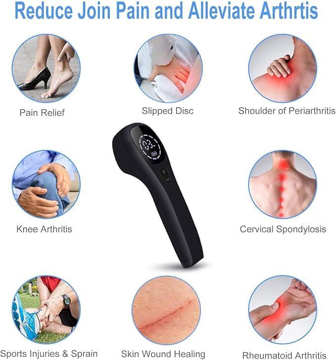 Red Light Therapy Device for Pets/Human, Infrared Light Therapy for Joints & Muscles Pain Relief, Handheld Cold Laser Therapy Device for Face and Body, with 2 Wavelenghth (808nm+650nm)