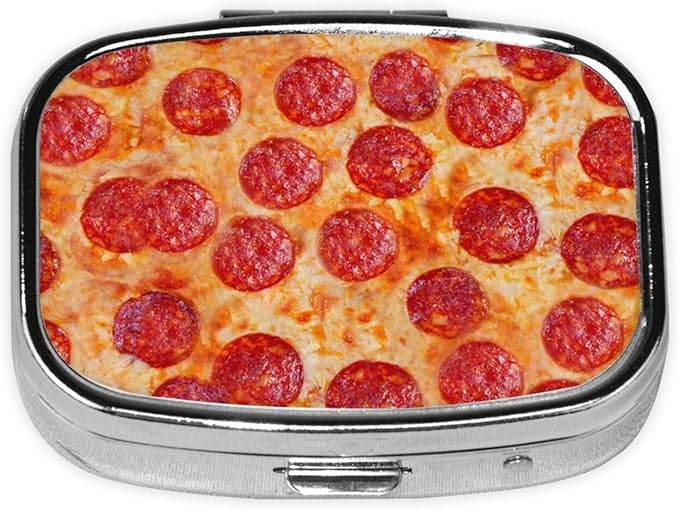 Small Pill Case Pizza, Travel Pill Organizer Pill Box Portable Medicine Organizer, Cute Pill Holder Container for Vitamin, Fish Oil