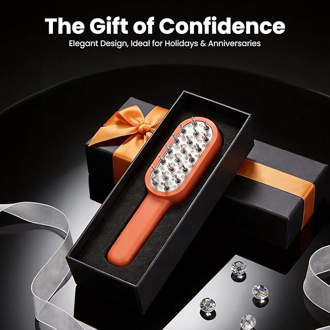 Red Light Therapy Scalp Comb with Laser & Infrared Light, 5 Modes Vibration Scalp Massager with Timer Display, Red Light Hair Brush, Promote Hair Growth in Women and Men