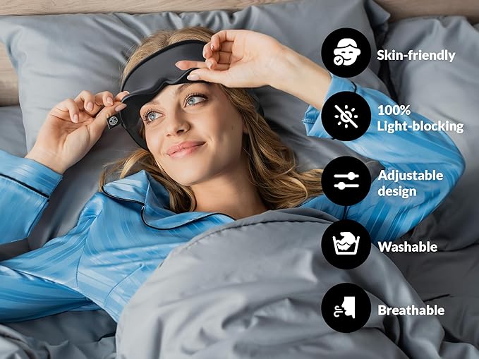 3D Sleep Mask -100% Blackout Sleep Mask, Memory Foam & Soft Cotton, Adjustable Headband, Ergonomic Design - Includes Soft Earplugs for Noise Reduction - Ideal for Travel & Restful Sleep