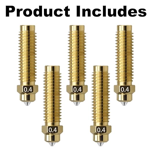 for ELEGOO Centauri Carbon Hotend Bimetallic Hardened Steel Brass Nozzle Kit, Can Replace 5 0.4mm Bimetallic Nozzles, Brass Has Strong Thermal Conductivity & Hardened Steel is Super Wear-Resistant