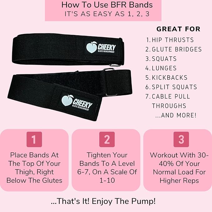 BFR Booty Bands for Women - Blood Flow Occlusion Straps for Butt and Legs Restriction Glute Training