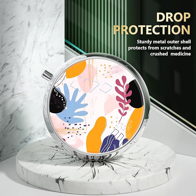 Nipichsha Pill Box, Small Pill Case for Purse & Pocket, Cute Travel Medicine Organizer, Portable Medicine Container Holder to Hold Vitamins, Medication, Fish Oil & Supplement, Floral Fantasy