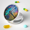Pill Box, 3 Compartment Portable Travel Medicine Box with Mirror, Compact and Cute, Fits in Purse and Pocket, Medicine and Vitamin Organizer (Dragonfly)