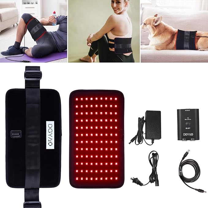 Eicolorte Wearable Red & Infrared Light Therapy Belt with Large Pad for Body Pain Relief, Muscle Repair, and Inflammation Reduction - LED 660nm & 850nm with Controller for Waist, Back, and Stomach